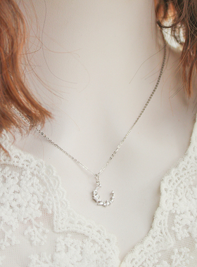 闪闪小月亮925纯银项链