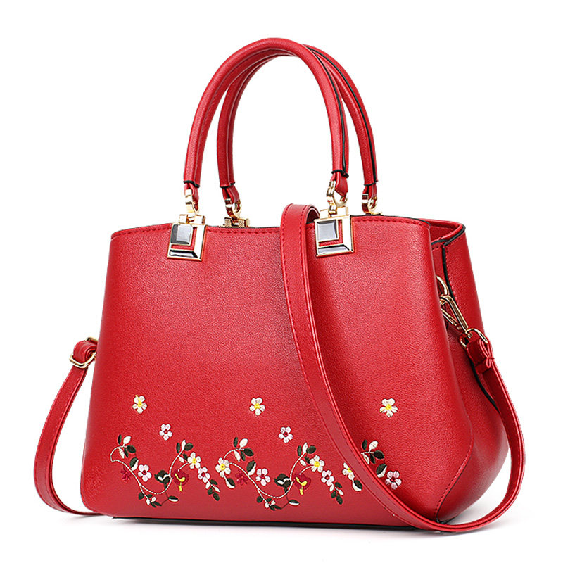 女士2020新款中年妈妈包刺绣手提包 兰谛薇儿女士包袋