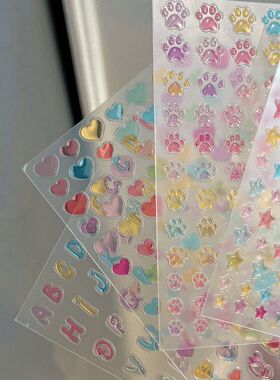 新款透明果冻款马卡龙星星美甲贴纸五角星爱心diy笔杆水杯ccd