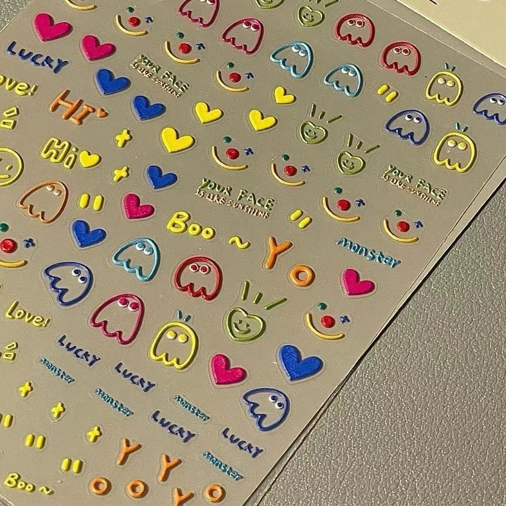 小红书同款童趣表情美甲贴纸高颜值可爱小熊diy涂鸦浮雕立体贴纸,淘宝优惠券,粉丝福利购,淘宝优惠卷