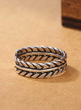 羽毛绳子韩版复古开口戒指