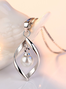 银色时尚风百搭珍珠防过敏吊坠