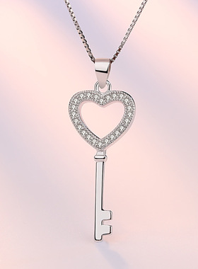 银色钥匙锁骨链短款防过敏吊坠