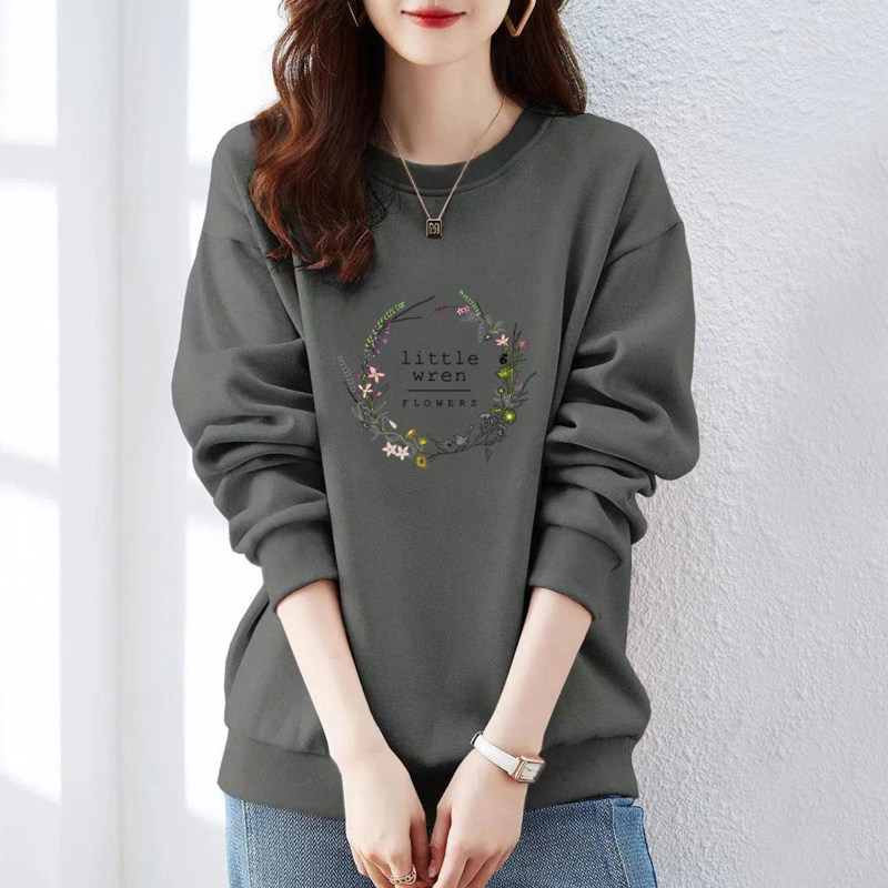 外贸出口清仓纯棉圆领卫衣女无帽秋冬新款加绒休闲气质打底上衣潮,淘宝优惠券,粉丝福利购,淘宝优惠卷