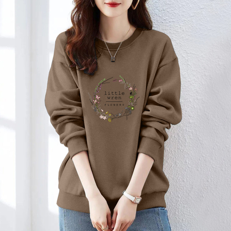 外贸出口清仓纯棉圆领卫衣女无帽秋冬新款加绒休闲气质打底上衣潮,淘宝优惠券,粉丝福利购,淘宝优惠卷