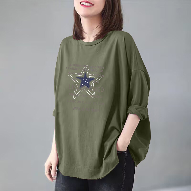 外贸出口清仓~100%纯棉气质长袖T恤女宽公休闲时尚打底衫秋季上衣,淘宝优惠券,粉丝福利购,淘宝优惠卷