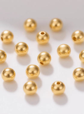 福锦安足金999古法转运珠黄金小金珠3D硬金小珠子DIY配件散珠