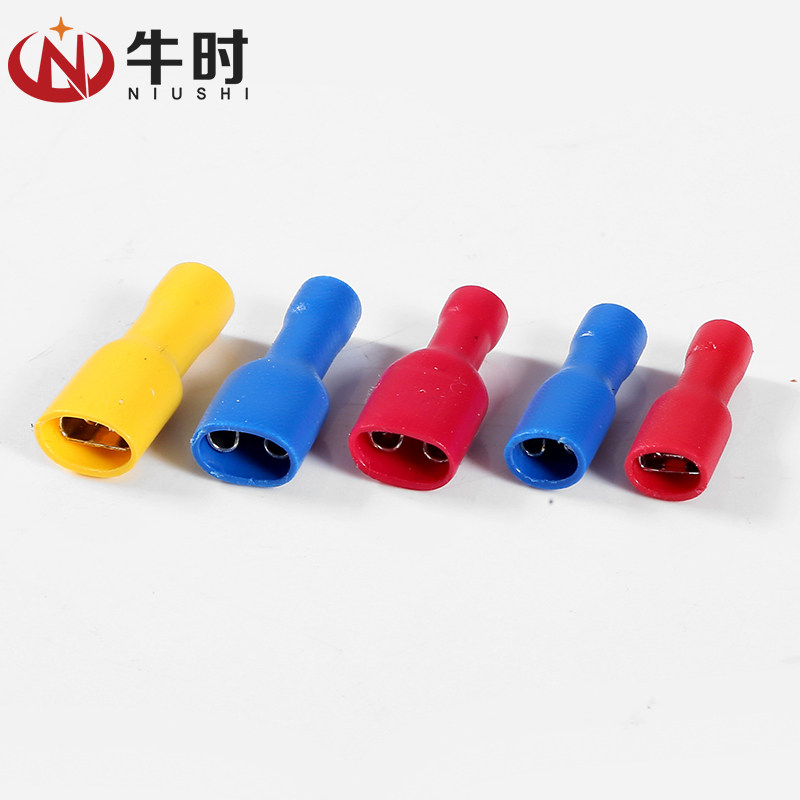 FDFD黄铜母预绝缘端子插簧接线冷压端头铜鼻子 100只装_虎窝淘