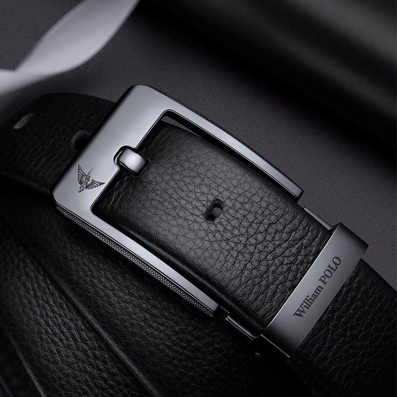 英皇保罗正品皮带男士真皮纯牛皮针扣休闲简约腰带年轻商务裤带潮