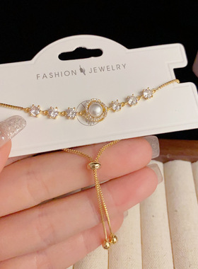 小众时尚设计感锆石缠绕珍珠手链女轻奢高级百搭手饰品批发