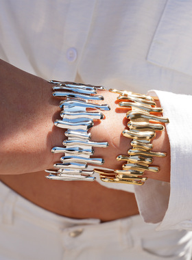 欧美跨境金属感不规则手镯小众高级感百搭手环简约时尚气质手饰女