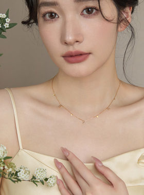 不掉色钛钢满天星露珠锁骨链