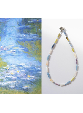 天然石串珠项链睡莲印象派去班味独特小众清新色彩原创设计手作