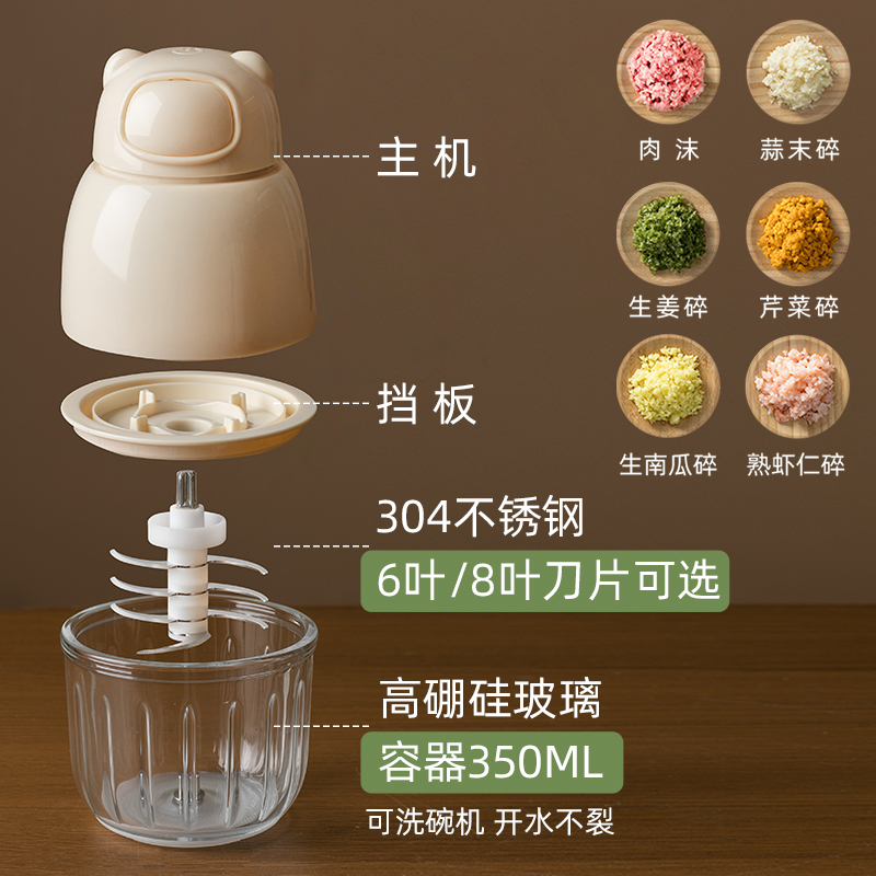 小型家用电动搅拌机打蒜泥切蒜器绞肉泥切肉料理机婴儿宝宝辅食机 - 图0