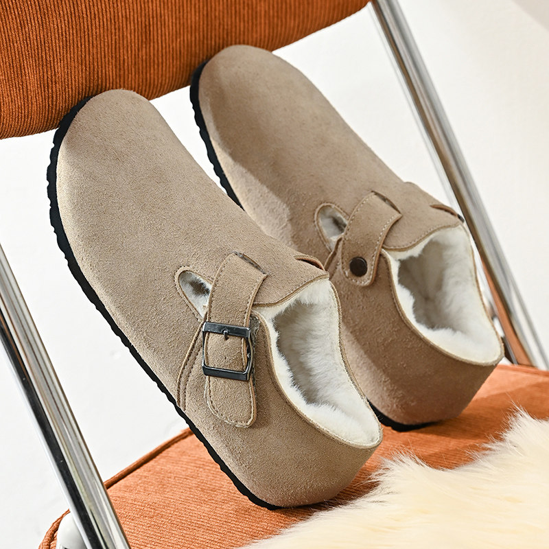 勃肯男鞋2026新款冬季加绒保暖加厚棉鞋翻毛皮软底防寒休闲豆豆鞋,淘宝优惠券,粉丝福利购,淘宝优惠卷