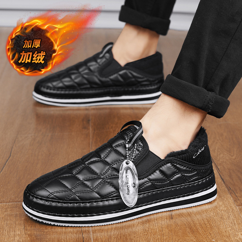 雪地靴男冬季加绒保暖加厚防寒黑色青少年休闲一脚蹬软底低帮棉鞋,淘宝优惠券,粉丝福利购,淘宝优惠卷