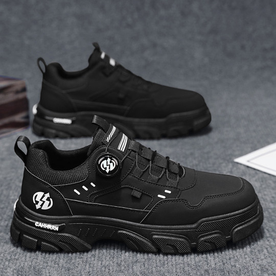 Men's shoes winter 2026 new workwear Martin boots leather waterproof sports and leisure white labor protection trendy shoes plus velvet