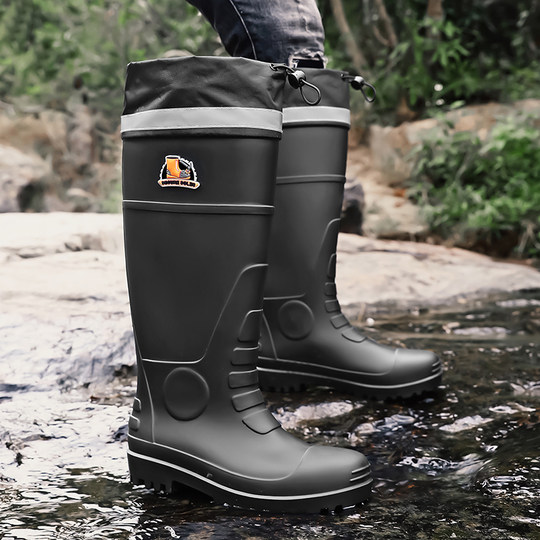 Botas de lluvia para hombre, invierno, pesca al aire libre, suela gruesa, antideslizante, impermeable, para llevar, gran tamaño, sitio de construcción, trabajo, seguridad en el trabajo, zapatos de goma