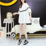 Белая брендовая футболка, летняя летняя одежда, мини-юбка, популярно в интернете, оверсайз, А-силуэт