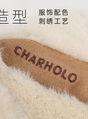 秋冬保暖小围脖交叉穿孔毛绒围巾