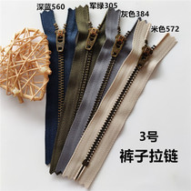 PANTS ZIPPER YKK3 BRONZE TEETH ZIPPED SPRING HEAD JEANS Casual Pants Self-Lock Pull Lock Military Green Dress