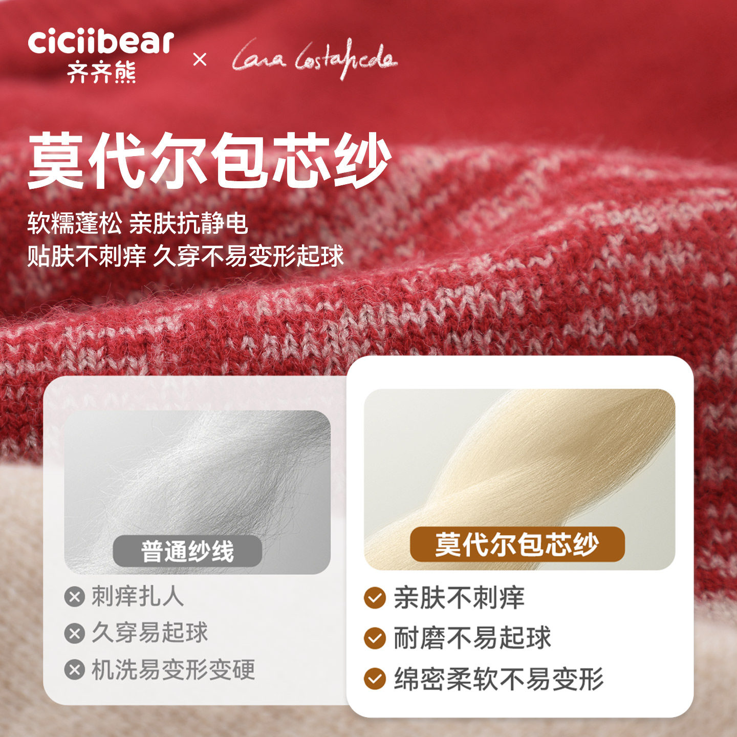 [大师联名]齐齐熊宝宝毛衣开衫红色冬款男童针织衫儿童外套新年女,淘宝优惠券,粉丝福利购,淘宝优惠卷