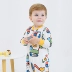 Pre-Qi Xiong quần áo trẻ em bé jumpsuit cotton dài tay mùa thu mới hoạt hình in quần áo leo núi hai mặt - Áo liền quần Áo liền quần