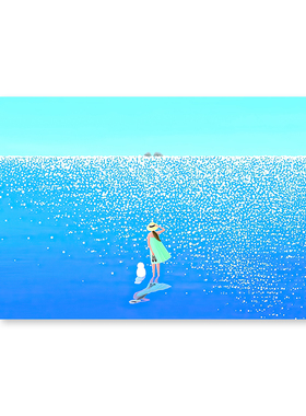 蓝色治愈系海景装饰画