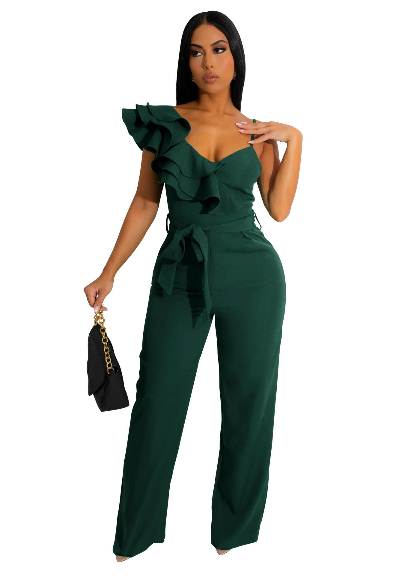 Jumpsuits Women one Shoulder Loose Pants Rompers 2023 连体裤 - 图1