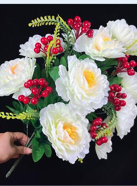 仿真花大牡丹大菊花防水绢布假花