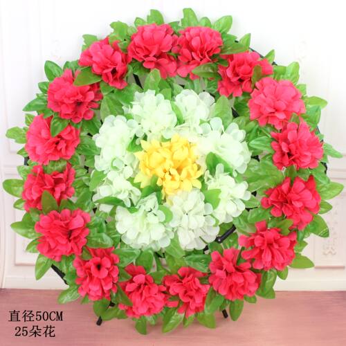 清明节小花圈祭祀祭奠仿真花墓碑挂花塑料绢布手捧花殡葬上坟用品 - 图2