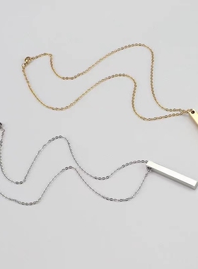 新款钛钢小众冷淡风竖条吊坠锁骨链知性白领商务通勤百搭项链