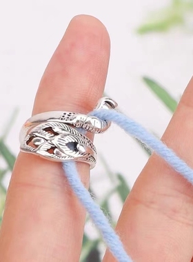 个性配饰毛线带线神器创意钩针带线指环锦鲤钩针织毛衣戒指