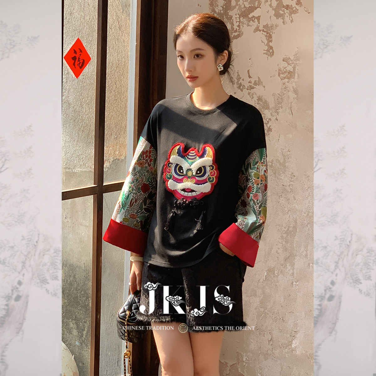 JKJS新中式年度穿搭 设计感卫衣女秋冬款2025跨年穿搭国风上衣 - 图2