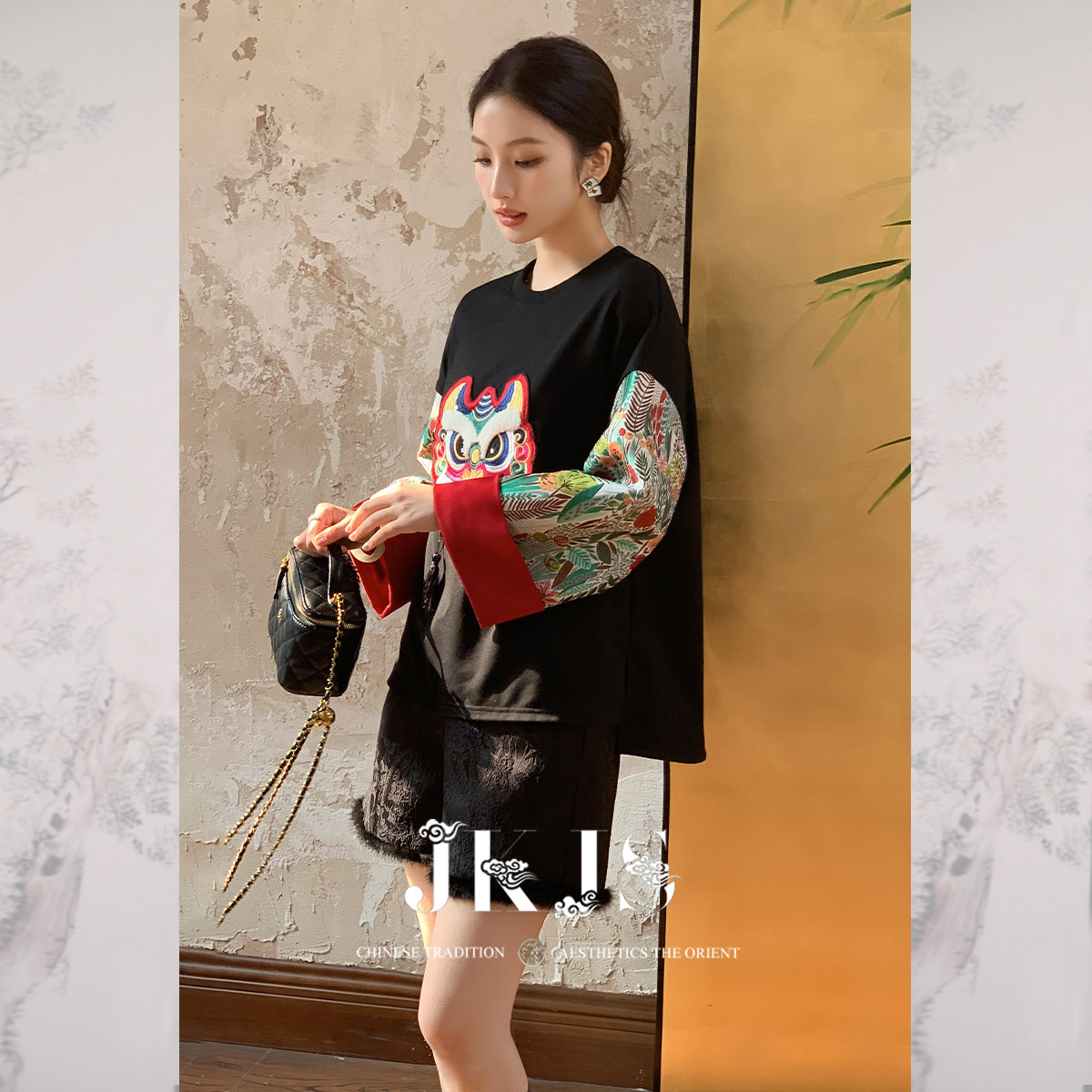 JKJS新中式年度穿搭 设计感卫衣女秋冬款2025跨年穿搭国风上衣 - 图0