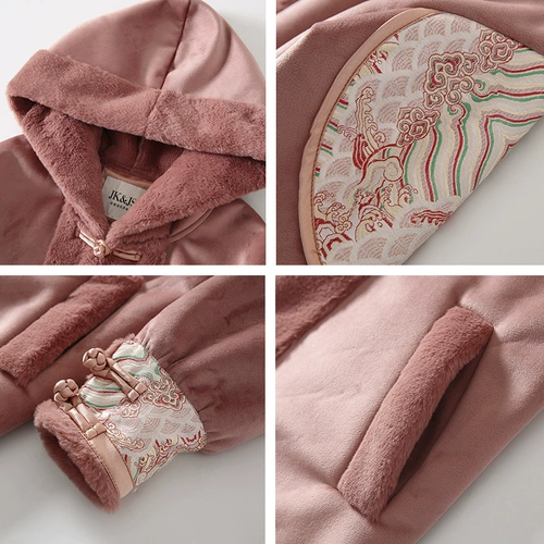 Демисезонное ханьфу, пуховик, куртка, ципао, китайский стиль, увеличенная толщина