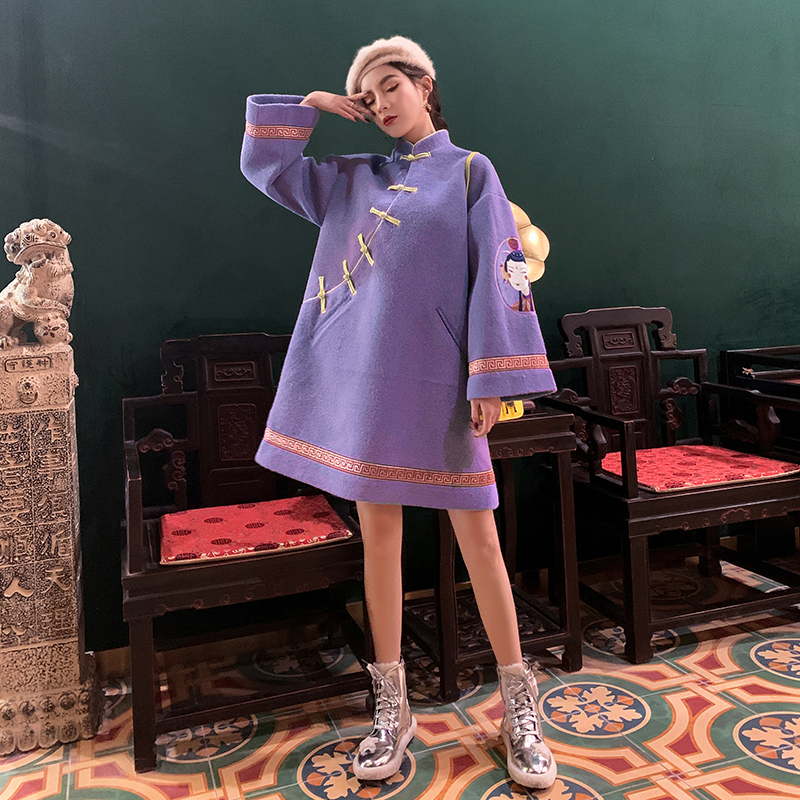 jkjs旗舰店jkjs原创唐装改良版汉服中式女装中国风民族风外套女秋冬旗袍上衣2
