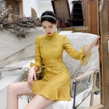 Ретро ципао, короткое платье, французский стиль, в обтяжку, подходит для подростков