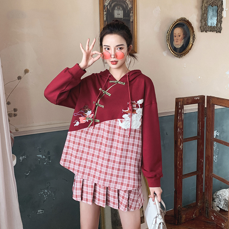 jkjs旗舰店改良汉服女汉元素民国上衣女日常中国风女装盘扣唐装古风旗袍卫衣0