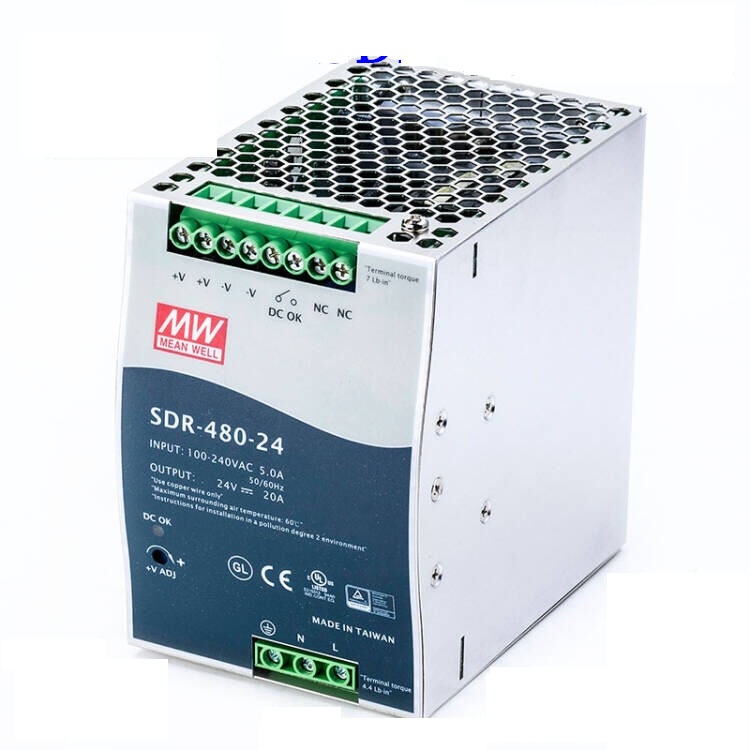 明伟全新SDR-120/240/480导轨式安装12V24V36V/48V超薄型开关电源 - 图3