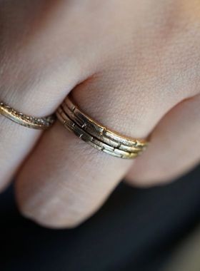 手工制素金戒指简约noguchi女款