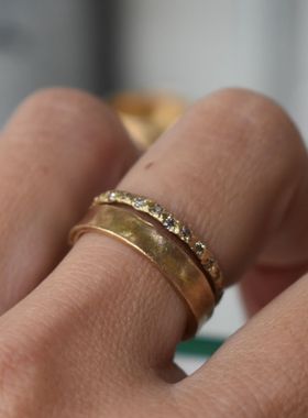 noguchi复古14K镀金素圈戒指女