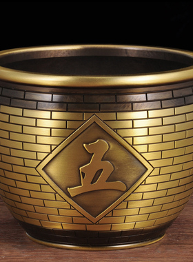 黄铜五谷丰登水缸摆件风水招财铜缸客厅玄关装饰品乔迁开业礼品