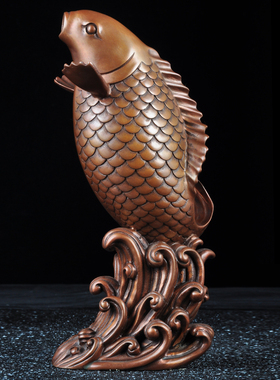 金龙鱼客厅摆件紫铜招财