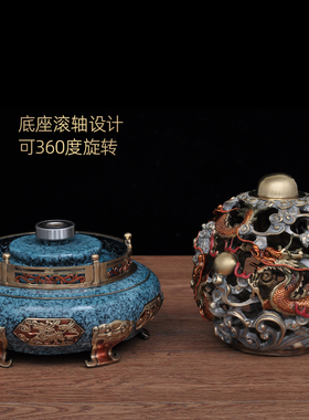 彩铜龙纹鼎九龙聚宝盆摆件