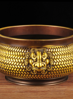 黄铜狮香炉摆件家用供奉寺院