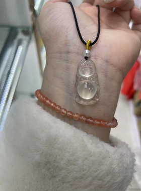 天然玉髓佛吊坠冰种白玉髓笑佛项坠男女款本命年佛像挂件毛衣链