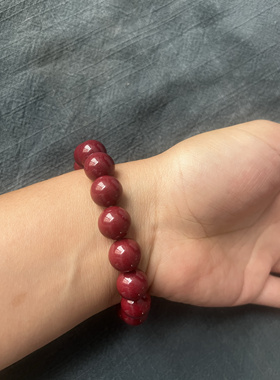朱砂手链紫金砂原珠子12mm单圈简约大气男女款本命年手串