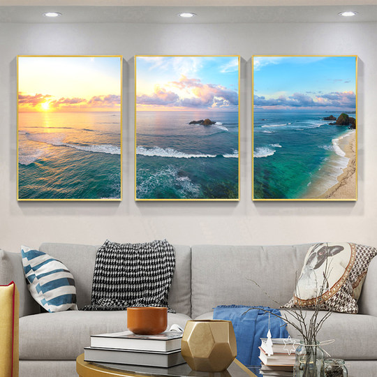 No punching scenery sea sunrise living room decoration painting