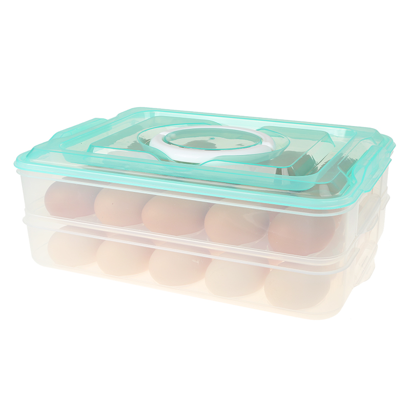 振兴混沌饺子盒鸡蛋收纳盒家用冰箱速冻多层塑料托盘水饺保鲜盒 - 图3